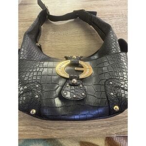 Vintage Guess Crocodile Y2K Grey Shoulder Bag Charms And Flower EUC PT4